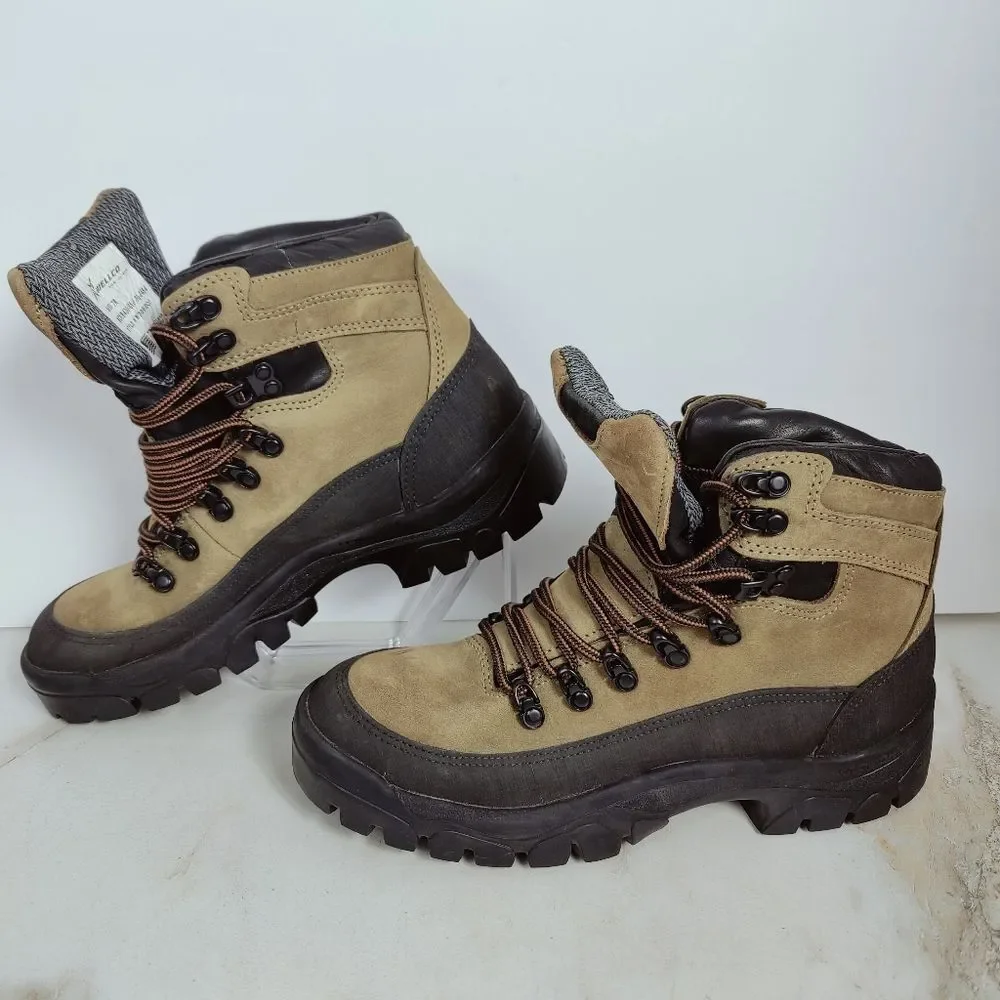 Wellco Men's Military Combat Hiker Tan Brown Leather Boots, Sz 7
